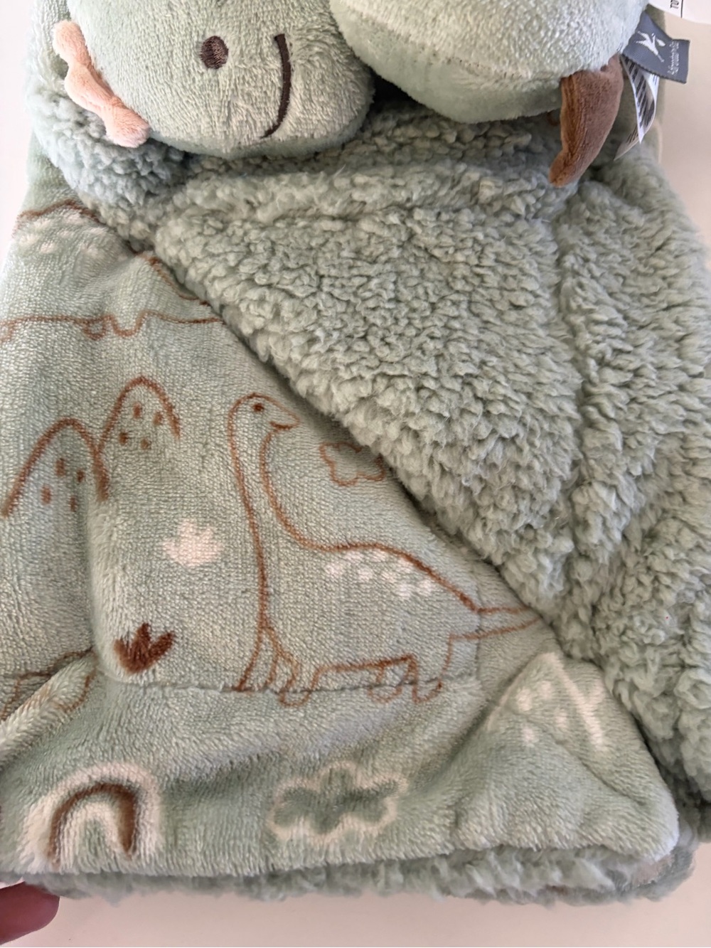 Adirondack Baby By Berkshire Neck Pillow & Throw Blanket Green Dinosaur Gift Set - Picture 3 of 8